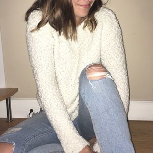 Women’s Fuzzy White Sweater